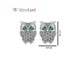 Срібні сережки Сови гвоздики з зеленим і білими фіанітами Арт. с23086_g-H, Зелений