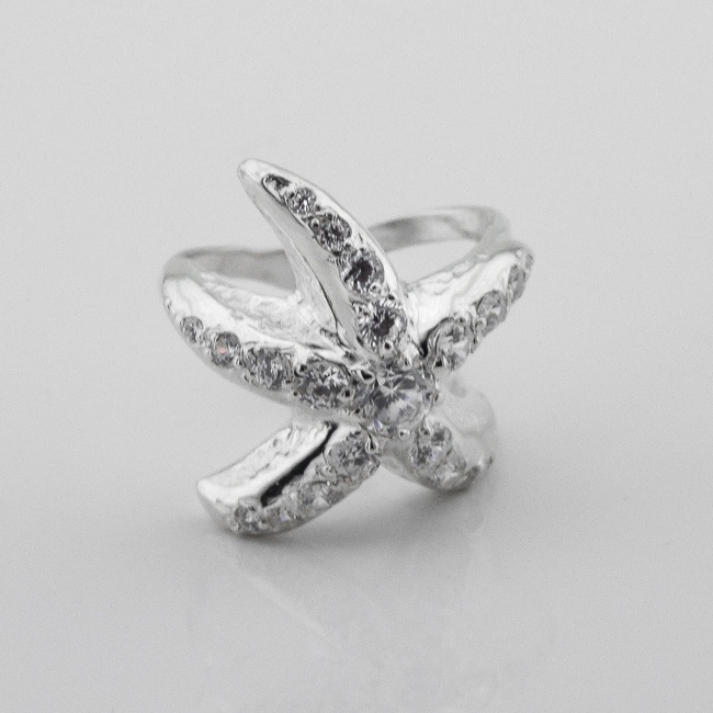 Серебряное кольцо Морская звезда 11026-4, 17 размер