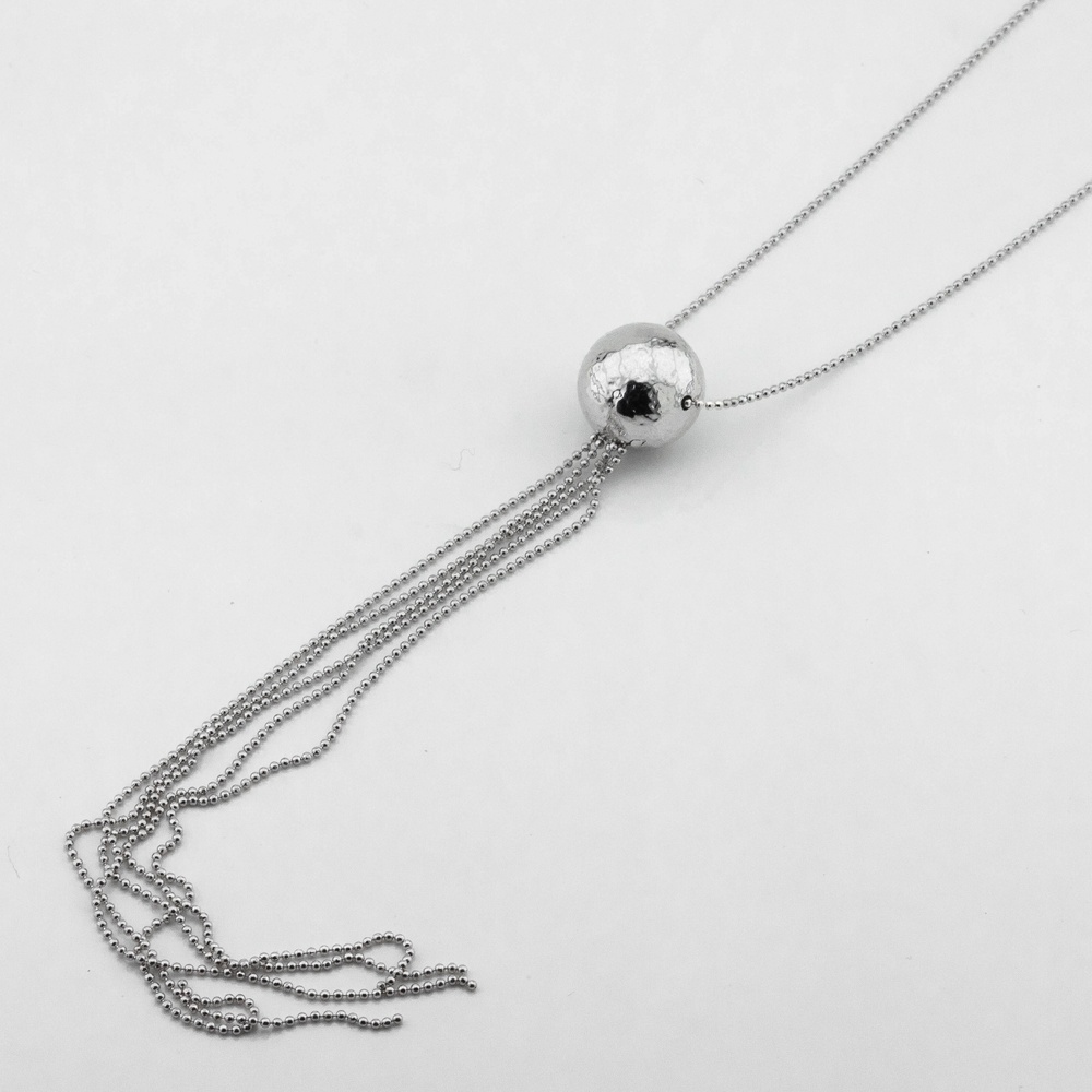 Серебряное колье-краватка Шар Цепи ko14565, 40 размер