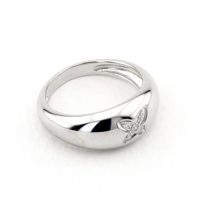 Срібний перстень гладке "Метелик" з фіанітами K11899, 16 розмір