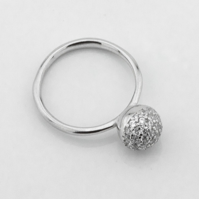 Срібний перстень Кулька з білими фіанітами K111708, 15,5 розмір