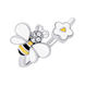 Дитяча каблучка Бджілка з квіточкою з біло-жовтою емаллю та фіанітами 1195826006251701, Жовтий|Білий, UmaUmi Fly