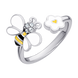 Дитяча каблучка Бджілка з квіточкою з біло-жовтою емаллю та фіанітами 1195826006251701, Жовтий|Білий, UmaUmi Fly