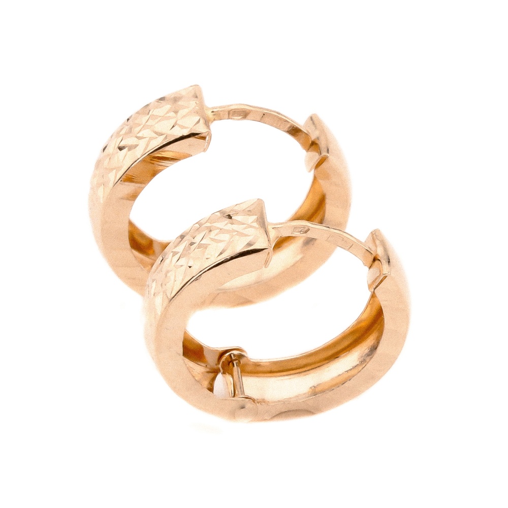 Структурні широкі золоті сережки-кільця (D 1,5 см) C12694