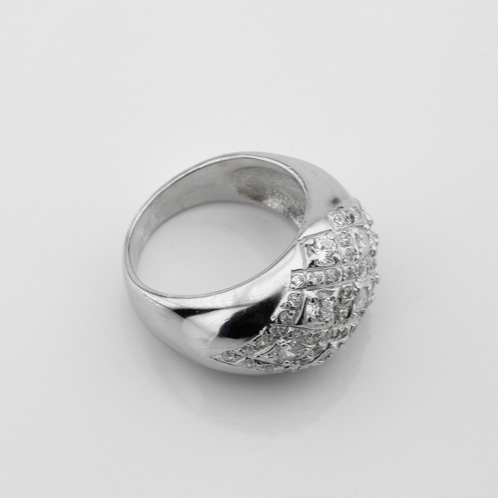 Срібний перстень з білими фіанітами (жіночий) 11449-4, 16 розмір