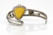 Незамкнутый серебряный браслет с желтым янтарем треугольной формы 15146а, Желтый