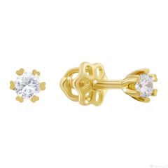 Дитячі сережки-гвоздики золоті Лучик з діамантами з закруткою (270566620319)