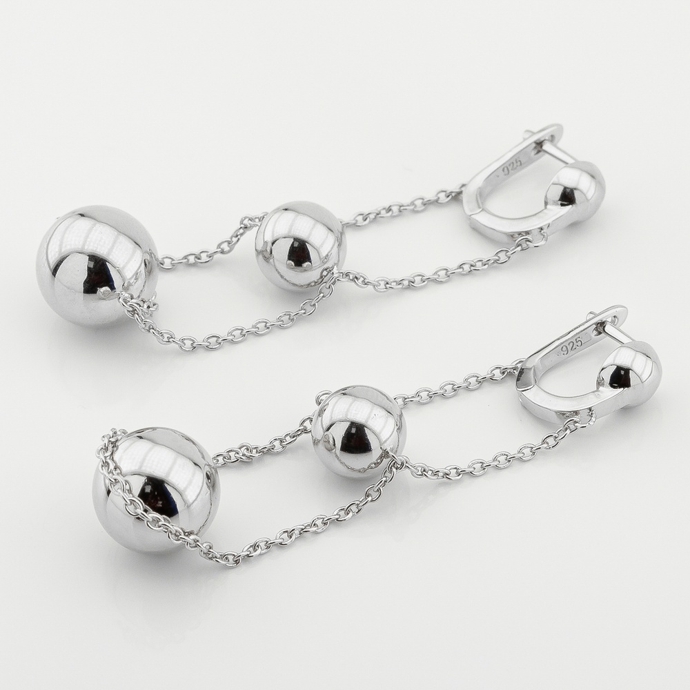 Срібні сережки-висюльки Кульки на ланцюжку c121802