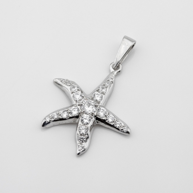 Серебряная подвеска Морская звезда с белыми фианитами 13068-4, Белый