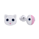 Дитячі Срібні сережки-пусети Котик з рибкою з емаллю біло-рожеві 2105709006240501, Білий|Рожевий, UmaUmi Zoo