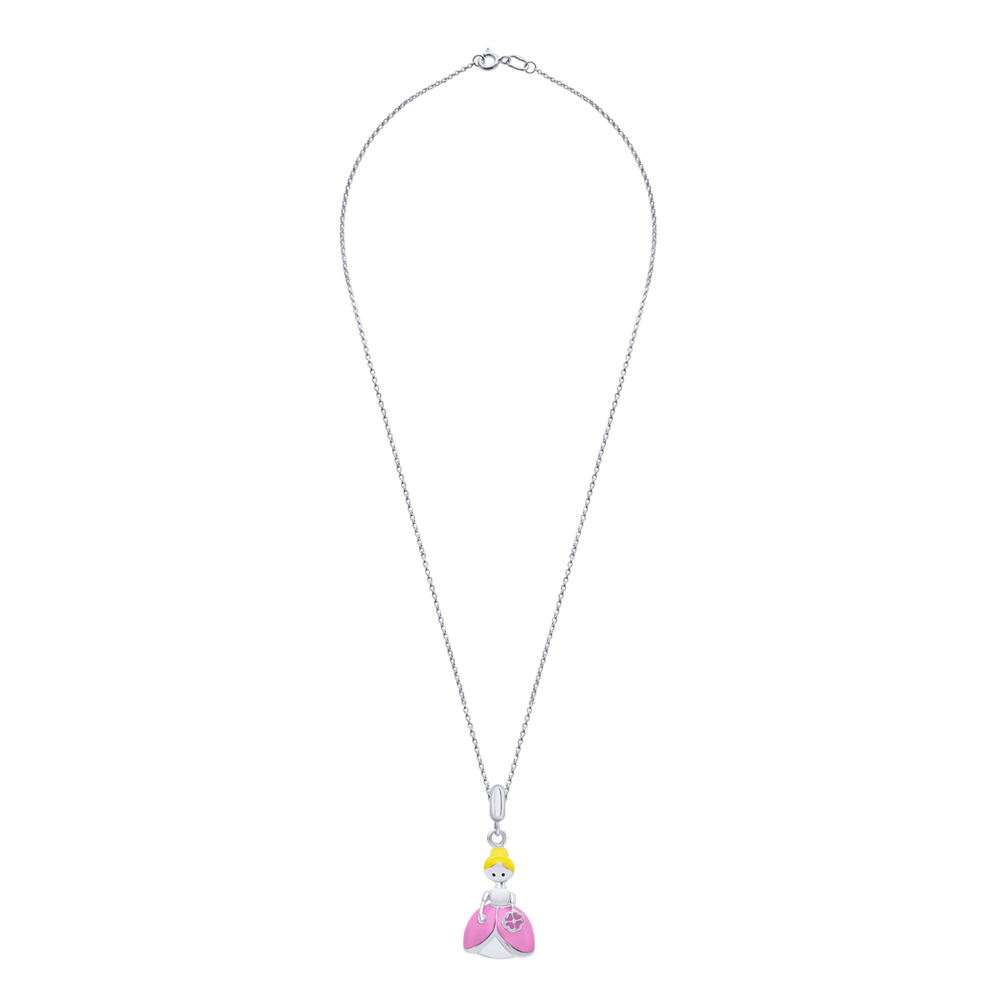 Кулон Принцесса с эмалью розовый серебро 925 пробы (15х22) Арт. 5547uuk2-1