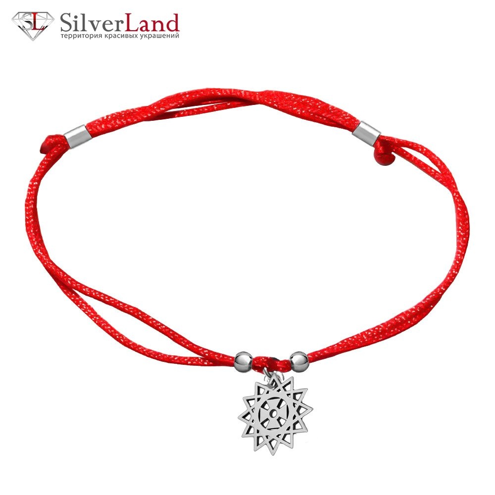 Браслет красная нить Звезда Эрцгаммы из серебра Арт. Mbn336