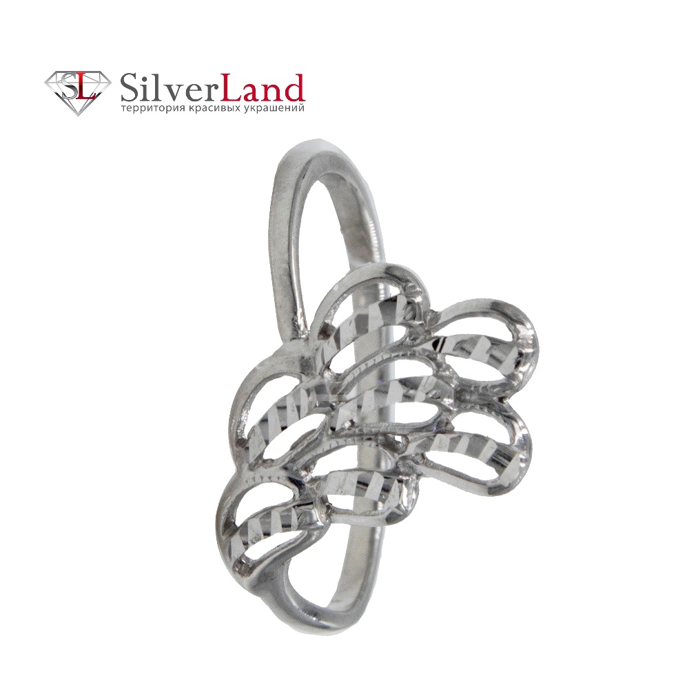 Кольцо серебряное женское без камней родированное 925 пробы Арт. 910544