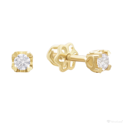 Детские сережки пусеты золотые Сlassic с бриллиантами (270566220319)