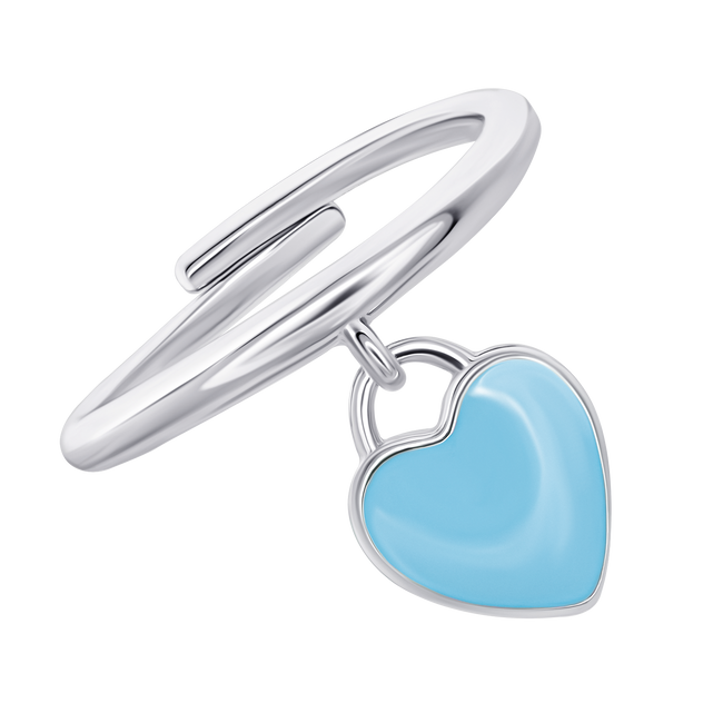 Детское кольцо Сердце с подвеской с голубой эмалью 1195548006041701, Голубой, UmaUmi Symbols