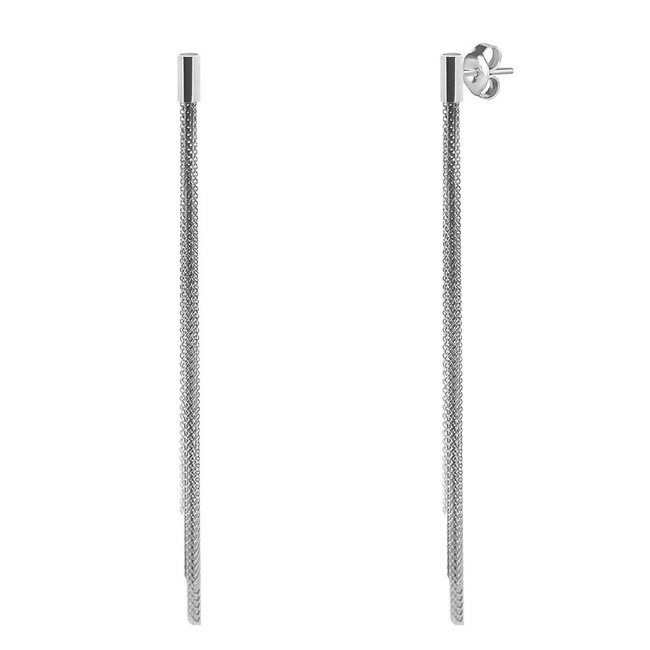 Серебряные серьги-висюльки Пучки цепи длинные, ms340, Белый