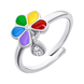 Детское кольцо Ромашка цветная с разноцветной эмалью и подвеской с фианитами 1195717006081701, Разноцветный, UmaUmi Flowers
