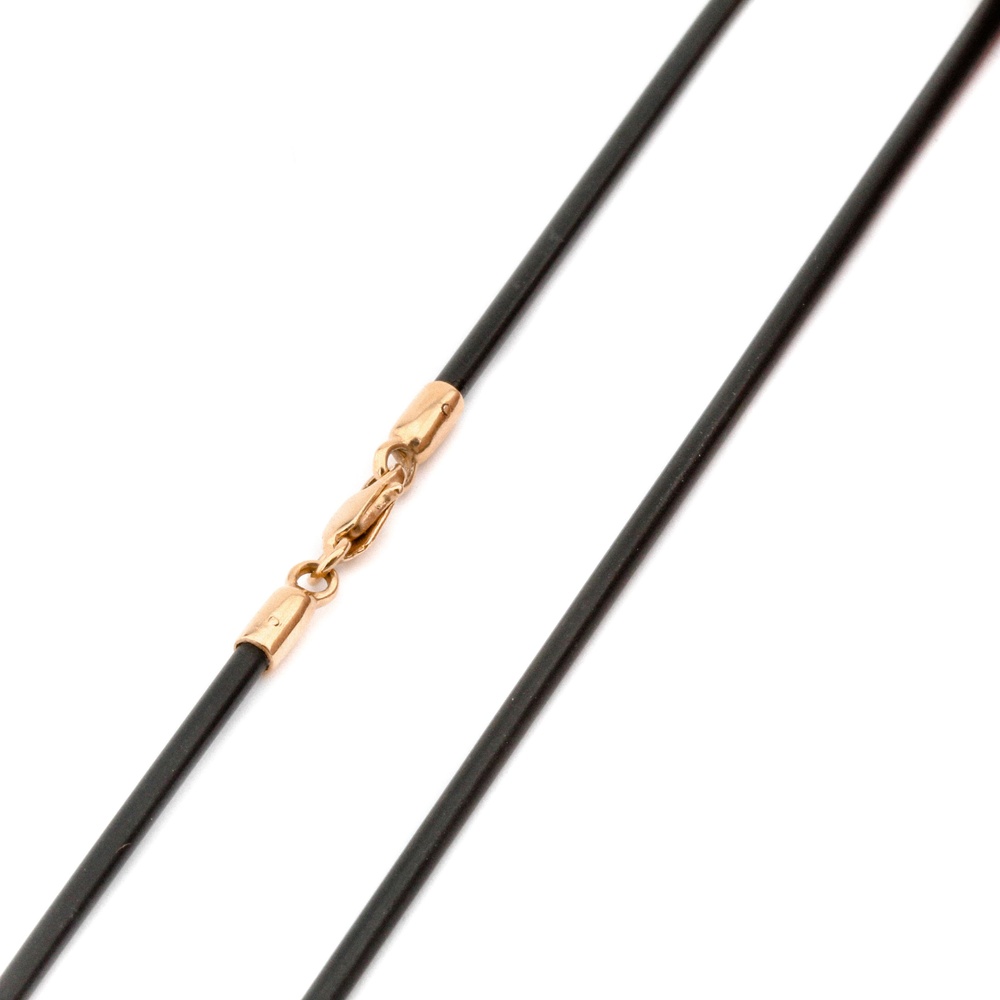 Каучуковий шнурок ювелірний з золотим замком (D 3 мм) 14001а