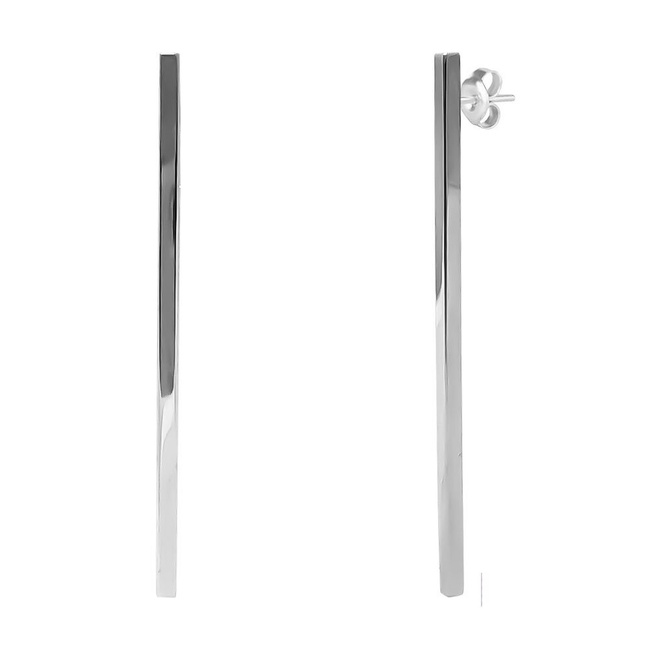 Срібні сережки палички "Брусочки довгі 5" без вставок геометрія, арт. Ms342, Білий