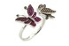 Незамкнутое серебряное кольцо с бабочками СК11057, 17,5 размер, 17-5, Разноцветный