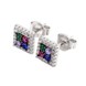 Срібні сережки-пусети Квадрати з кольоровими фіанітами C12630-2, Різнокольоровий