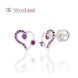 Срібні сережки гвоздики (пусети) Сердечка з фіанітами малинового кольору Арт. 923410, Малиновий