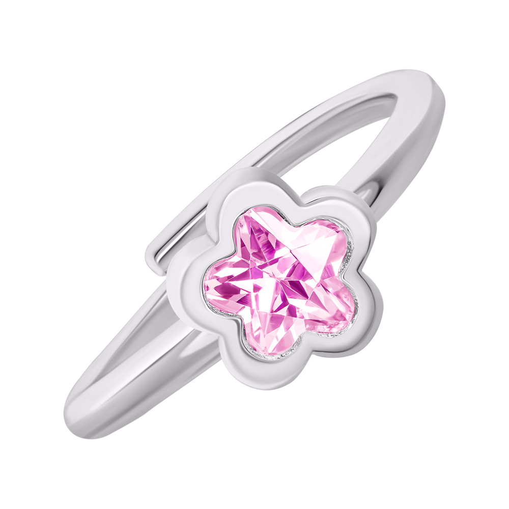 Детское кольцо Цветочек сияющий с розовым фианитом 1295706006111701, Розовый, UmaUmi Like Mom