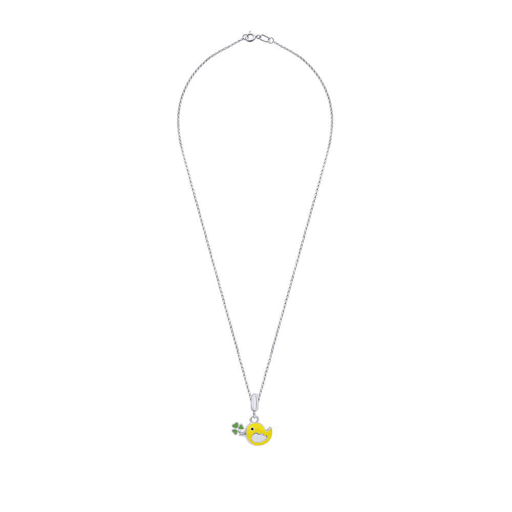 Кулон Птичка с желтой эмалью из серебра для девочки (7х12) Арт. 5416uuk-1