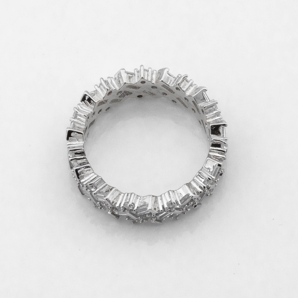 Серебряное кольцо-дорожка фигурная Палочки с белыми фианитами K111760, 16 размер
