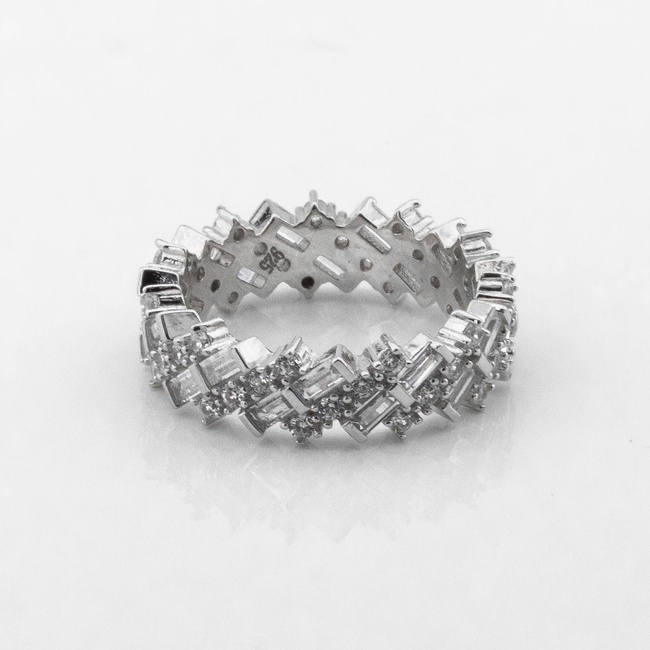 Срібний перстень-доріжка фігурна Палички з білими фіанітами K111760, 16 розмір