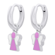 Сережки з підвісами Янголятко з рожевою та білою емаллю, d 12 мм 8195781406110501