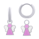 Сережки с подвесками Ангелочек с розовой и белой эмалью, d 12 мм 8195781406110501