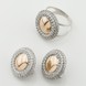 Срібні сережки круглі з фіанітами із золотими накладками с590ф