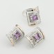 Серебряное кольцо с фиолетовым фианитом с золотыми накладками к2640фл, 18,5 размер