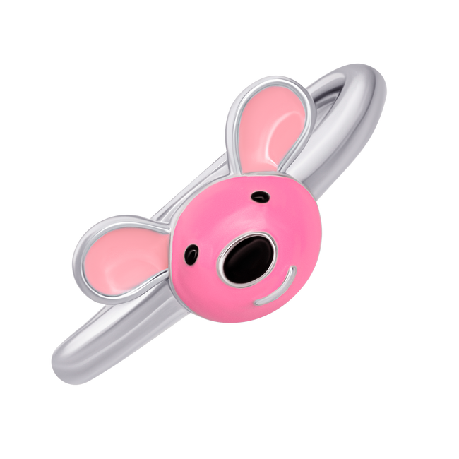 Детское кольцо Мышонок с розовой эмалью 1195429006111701, Розовый, UmaUmi Pets