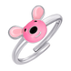 Детское кольцо Мышонок с розовой эмалью 1195429006111701, Розовый, UmaUmi Pets