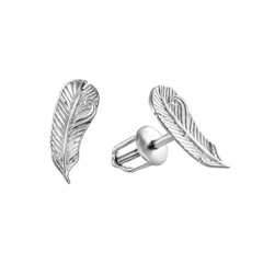 Срібні сережки-пусети (гвоздики) "Перо" без вставок родованим Арт. 923450-H