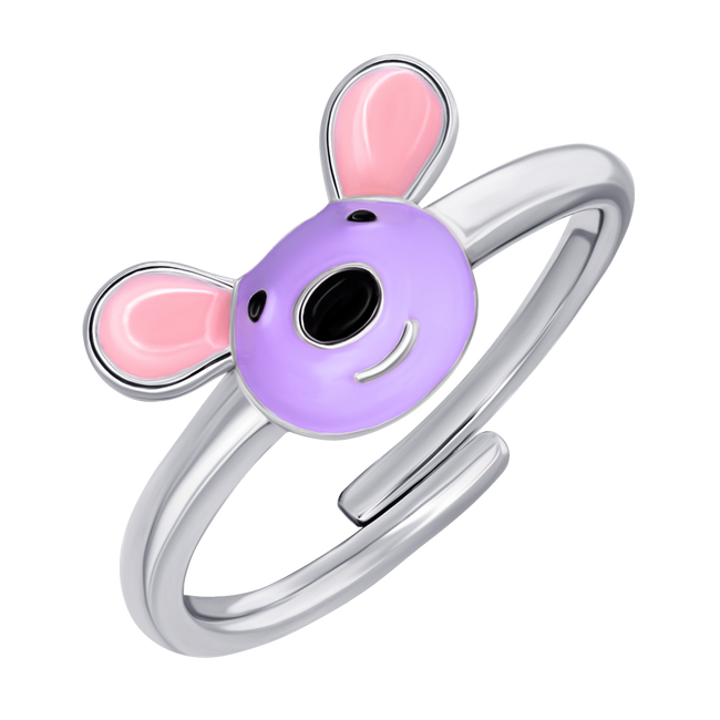 Дитяча каблучка Мишеня з фіолетовою емаллю 1195429006131701, Фіолетовий, UmaUmi Pets