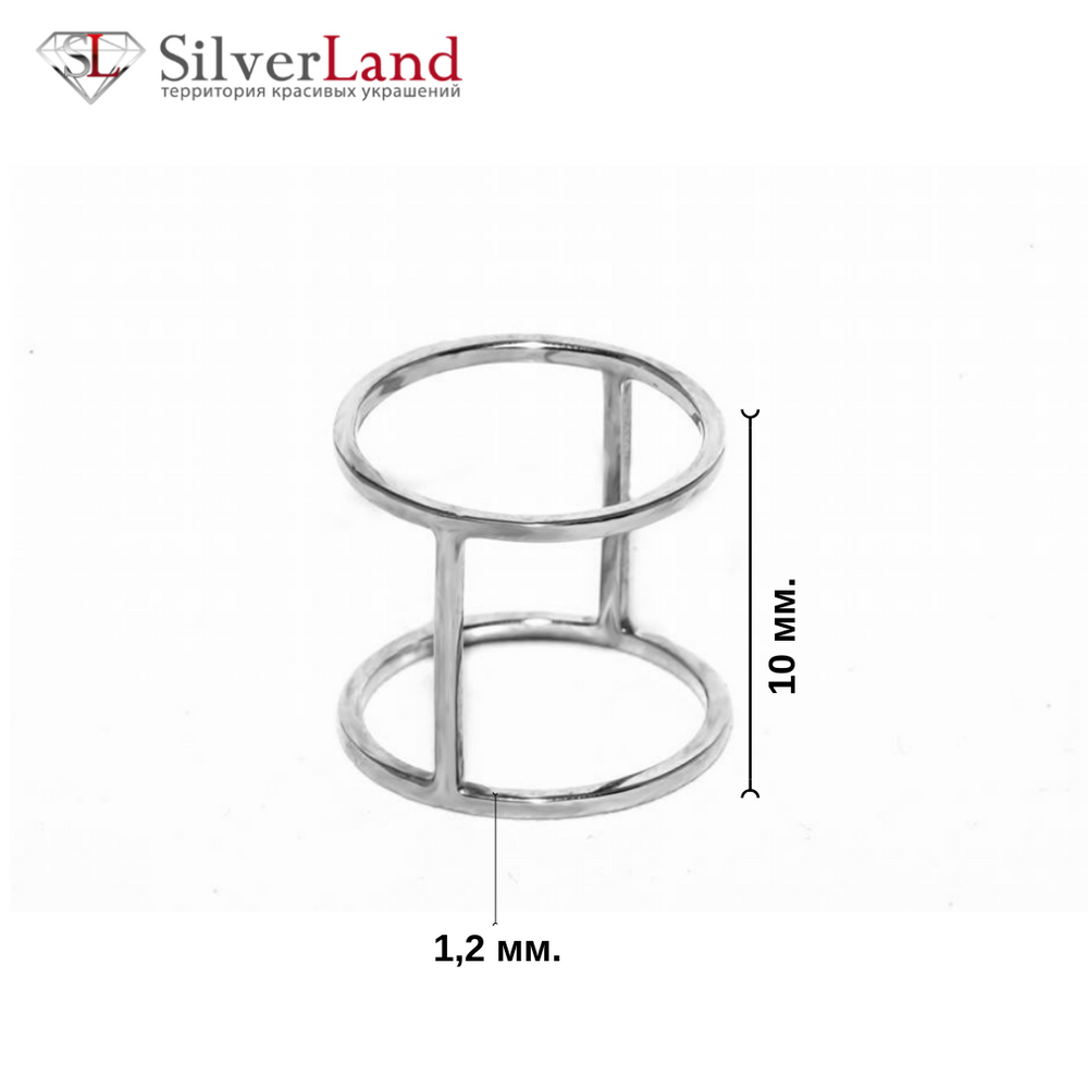 Серебряное двойное кольцо на фалангу геометрия Арт. mk225