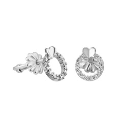 Срібні сережки Кола маленькі з серцем з білими фіанітамі (8 мм.) 923 405-H, Білий