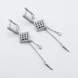 Висячі срібні сережки-висюльки Квадрат Ланцюжки з фіанітами c121870, Білий