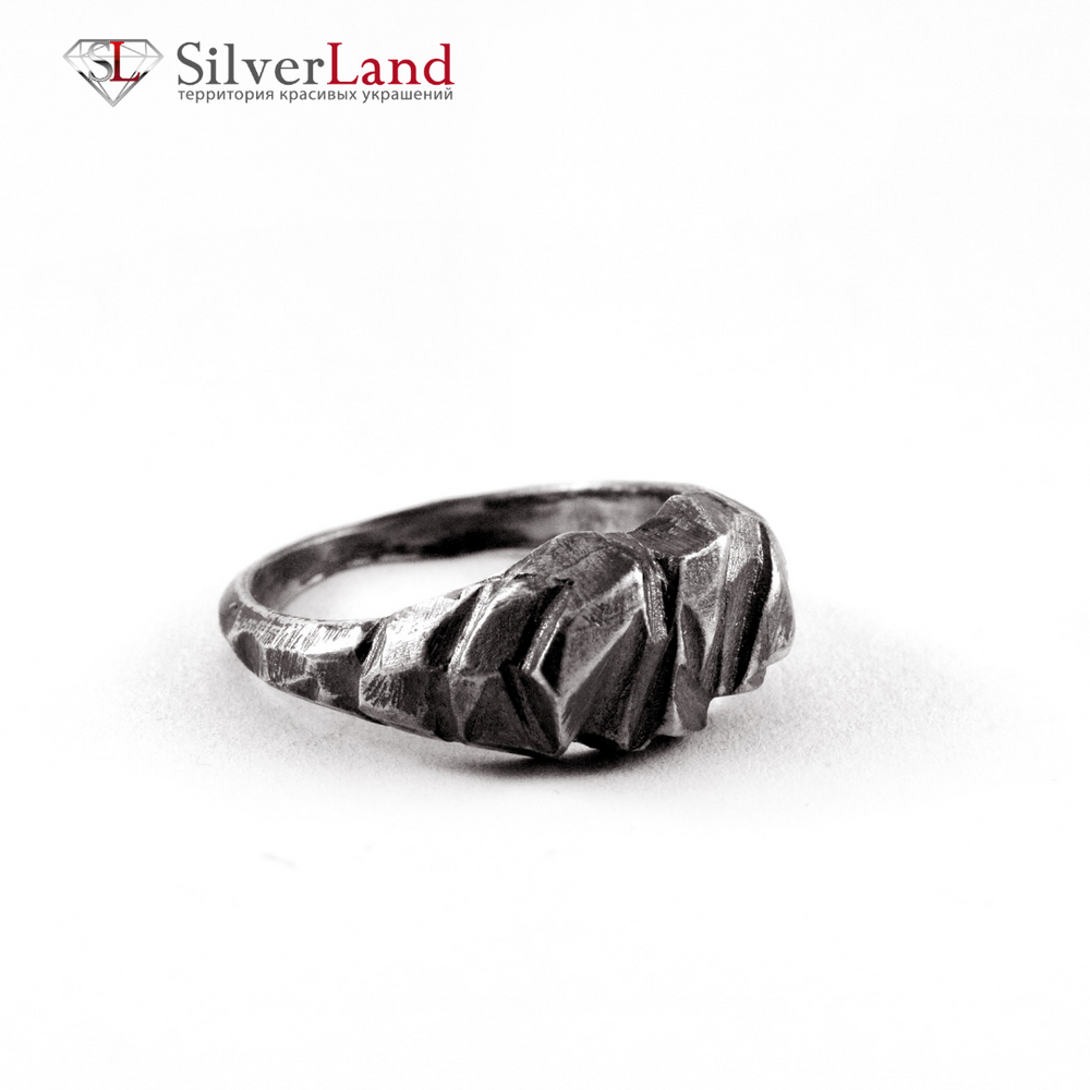 Авторське кільце "EJ Strain" нагадує камінь з чорненого срібла Арт. 1090EJ розмір 17