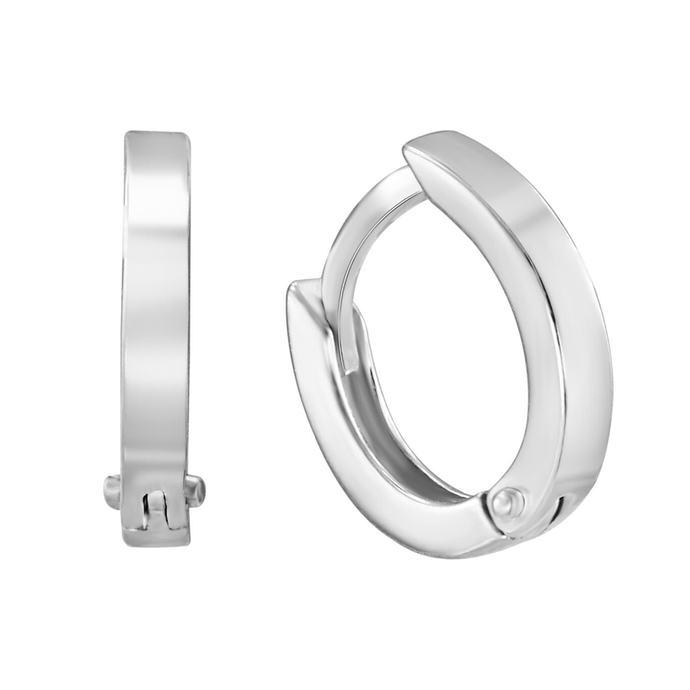 Срібні сережки-кільця маленькі гладкі без вставок (1,1 см) C23083-H
