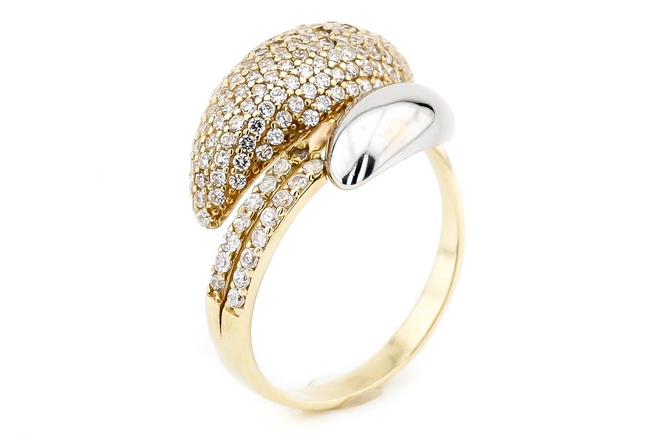 Женское золотое кольцо с белыми фианитами россыпью КК11356, 18,5 размер, 18-5, Белый