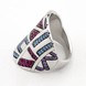 Серебряное широкое кольцо перстень с абстракционным узором из цветных фианитов K11902, 16,5 размер