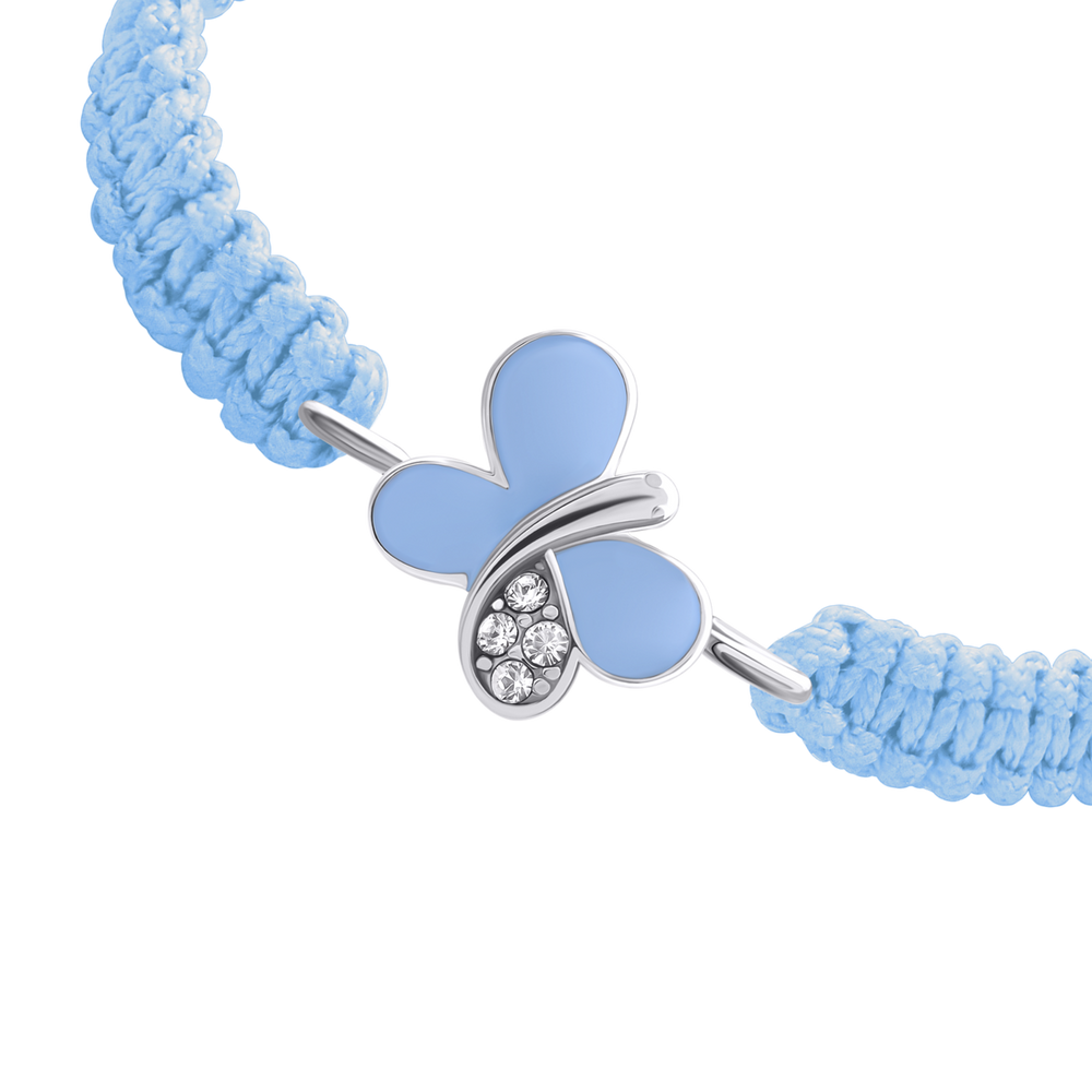 Детский браслет плетений голубой Бабочка блестящая с эмалью 4195715006040404, Голубой, UmaUmi Fly