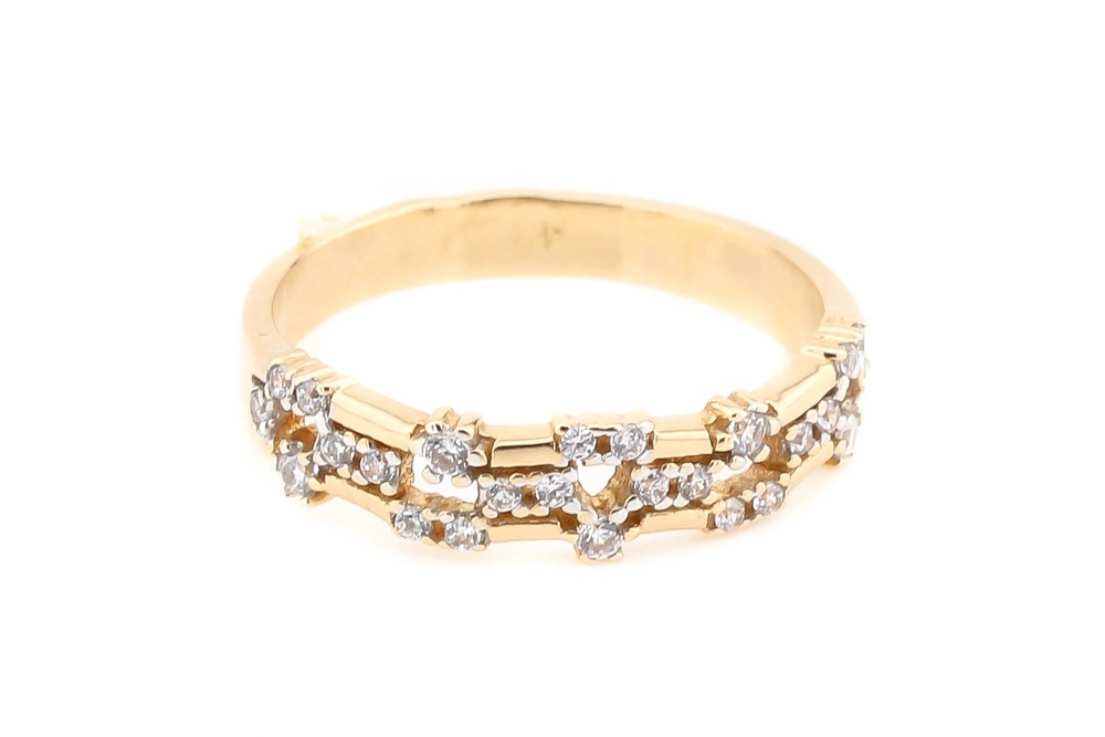 Женское золотое кольцо с белыми фианитами КК11429, 16,5 размер, 16-5, Белый