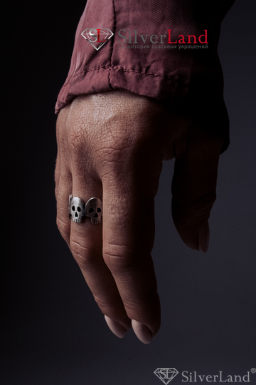 Серебряное кольцо "EJ Fiver" в виде пяти резных черепов Арт.1035/EJ
