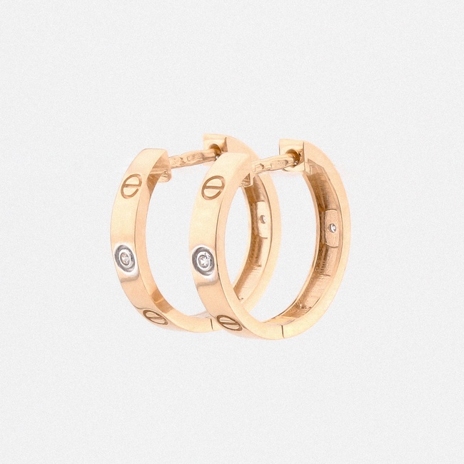 Золоті сережки-кільця "Гвинти" середні (D 2 см) C121025, Білий