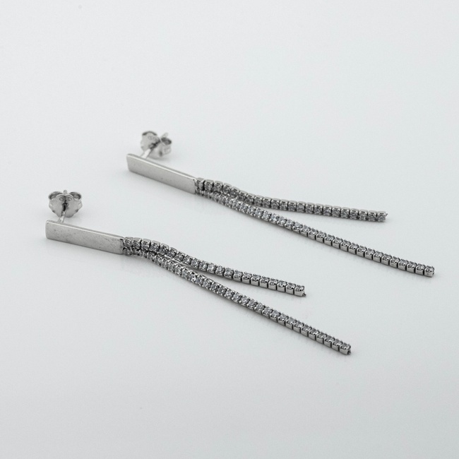 Срібні сережки-висюльки Доріжки з фіанітами 3202045
